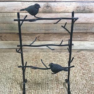 Metal Bird Branch Black Decorative Rack
